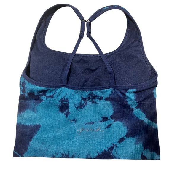 PINK Victoria's Secret Blue Tie-Dye Sports Bra Adjustable Racerback Small Yoga - Picture 3 of 7